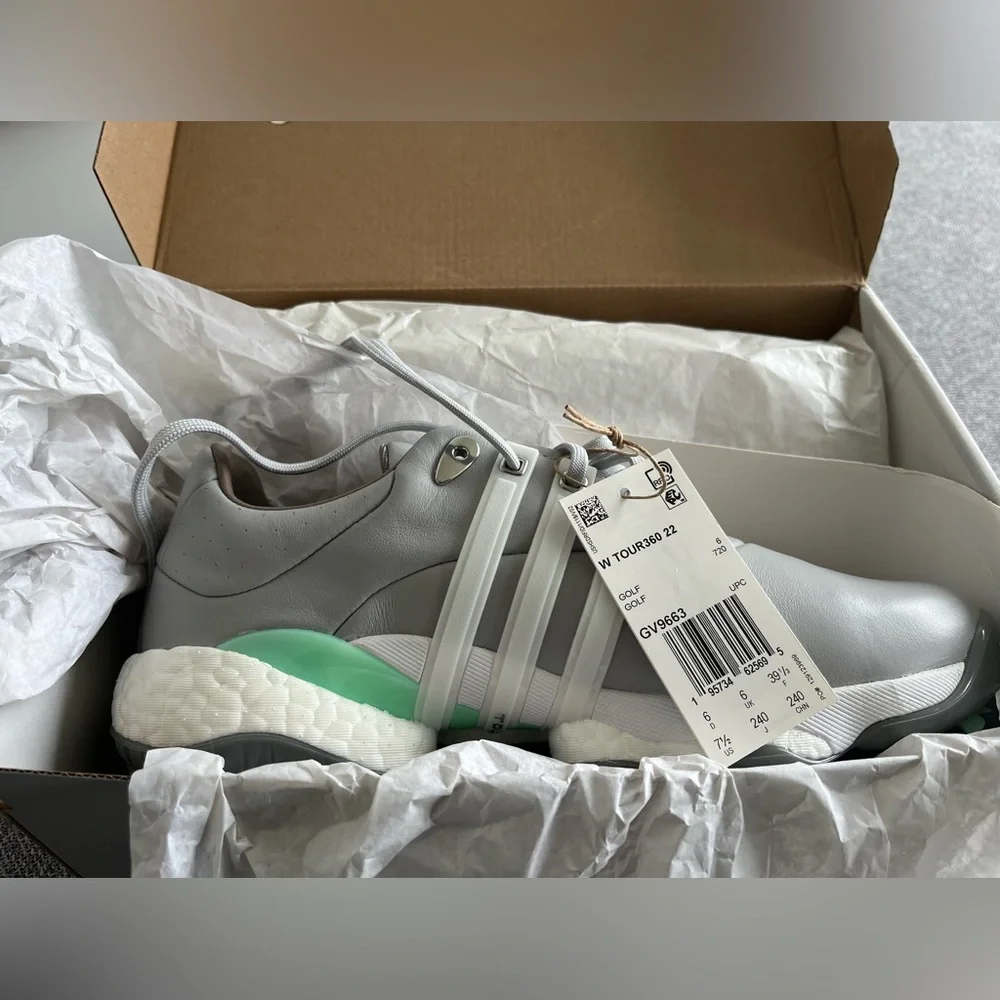 ADIDAS W TOUR360 22 Women’s Gray & Green Golf Shoe Size 7 1/2 - Picture 6 of 8